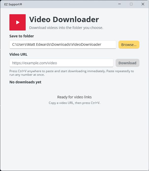 Video Downloader ready for a video link