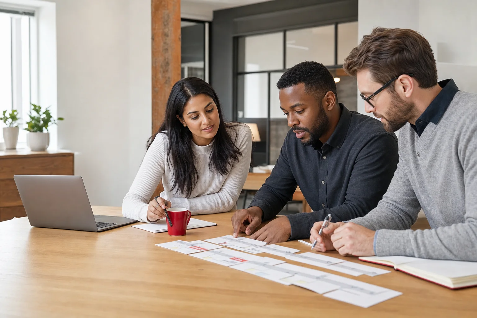 An IT specialist and business leader reviewing infrastructure plans